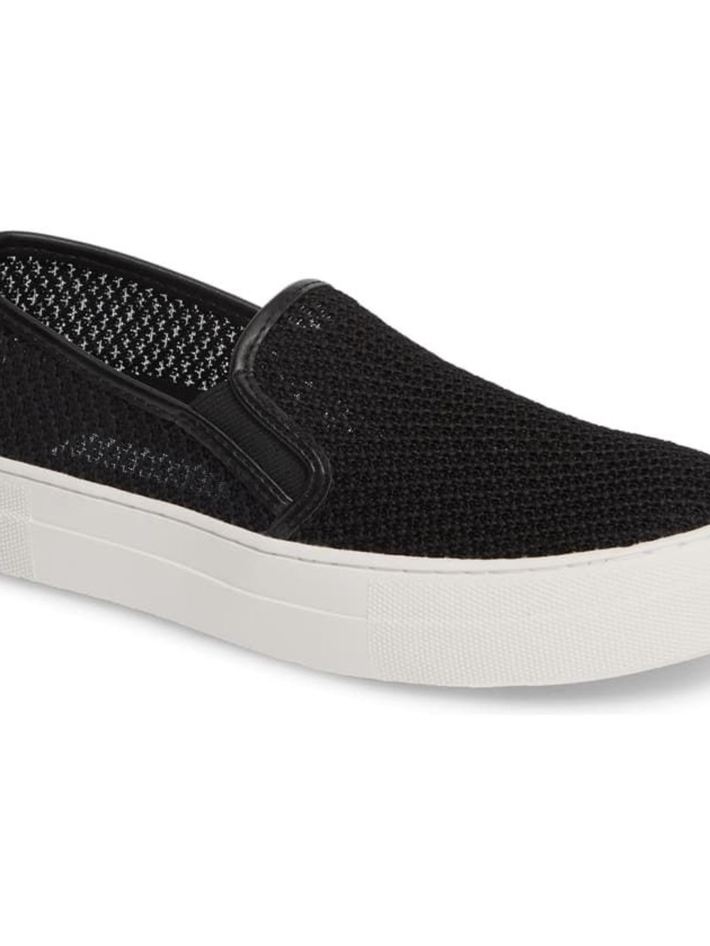 Navy Steve Madden Knit Slip-On Sneaker with White Platform Sole